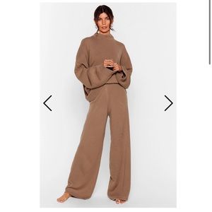 Knits Now or Never High Neck Wide Leg Lounge Set